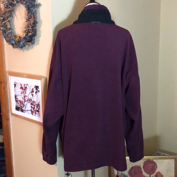 VINTAGE COLUMBIA Size 2x XXL Fleece Zip-Front USA Deep Wine + Black WARM Outdoor - Picture 6 of 14
